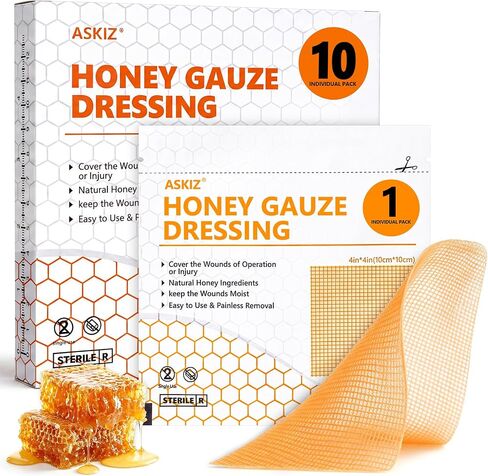 10 Pack Honey Wound Dressing,4'' x 4''Manuka Honey Gauze Dressing,Non-Stick in Kuwait