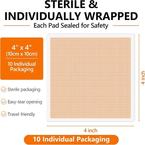 10 Pack Honey Wound Dressing,4'' x 4''Manuka Honey Gauze Dressing,Non-Stick in Kuwait