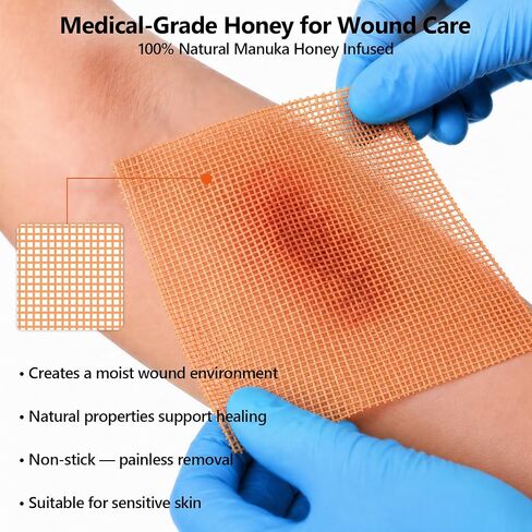10 Pack Honey Wound Dressing,4'' x 4''Manuka Honey Gauze Dressing,Non-Stick in Kuwait
