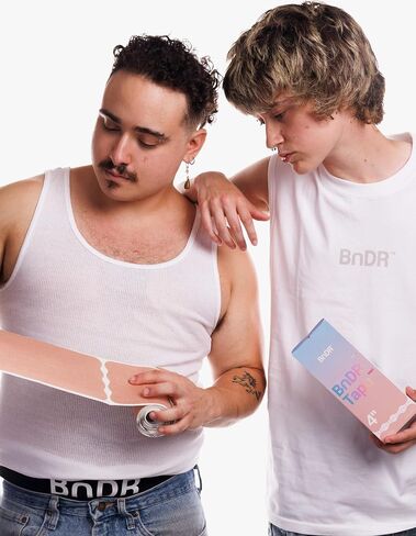 Pro Pre-Cut Synthetic Chest Binding Tape with Nipple Covers for FTM Transgender, Extra Wide, 7in, 20 Strips (Beige) in Kuwait