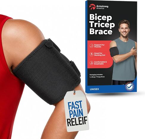 Bicep Tendonitis Brace - Bicep Brace & Upper Arm Compression Sleeve for Triceps & Biceps Support - Upper Arm Brace for Tendonitis Pain Relief, Bicep Strains - Women & Men (LARGE 10" to 16") in Saudi Arabia
