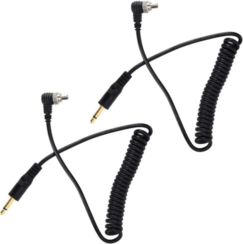 Asixxsix Universal Camera Flash Coiled Cable, 3.5mm to PC Male Sync Cord, in Kuwait