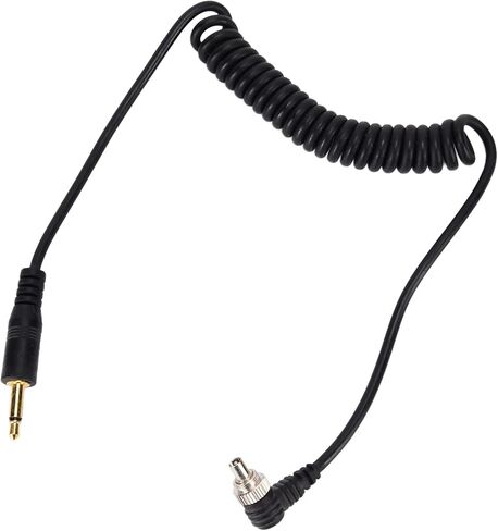 Asixxsix Universal Camera Flash Coiled Cable, 3.5mm to PC Male Sync Cord, in Kuwait