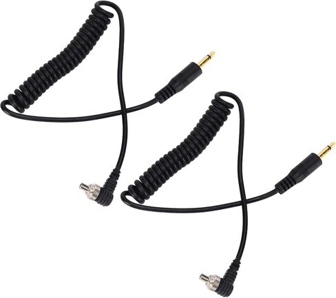 Asixxsix Universal Camera Flash Coiled Cable, 3.5mm to PC Male Sync Cord, in Kuwait