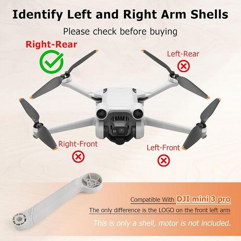 Body Arm Shell for DJI Mini 3 Pro Arms Cover Replacement for DJI Mini 3 Pro Drone Accessories Parts with Repair Tools(Right Rear Arm Cover) in Kuwait