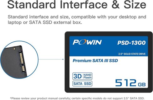 Premium SATA III SSD 512GB – 2.5 inch Internal Solid State Drive with 3D NAND Flash for Laptop, PC Desktop and External Box, Up to 490/470 MB/s Read/Write Speed (PSD-13G0) in Kuwait