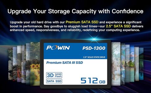 Premium SATA III SSD 512GB – 2.5 inch Internal Solid State Drive with 3D NAND Flash for Laptop, PC Desktop and External Box, Up to 490/470 MB/s Read/Write Speed (PSD-13G0) in Kuwait