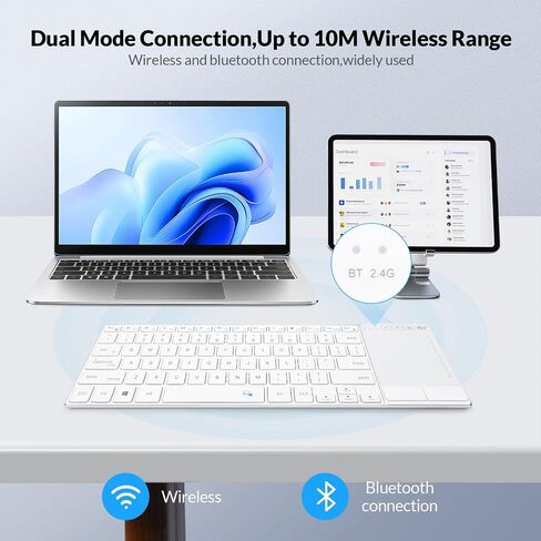 Rii 2.4G Wireless and Bluetooth Touch TV Keyboard with Media Control-White in Saudi Arabia