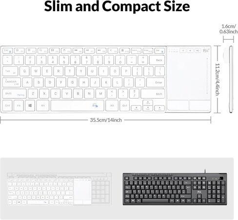 Rii 2.4G Wireless and Bluetooth Touch TV Keyboard with Media Control-White in Saudi Arabia