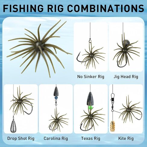 4 Pcs Urchin Baits Saltwater Freshwater Soft Urchin Lures Fishing Green in Kuwait