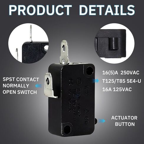 2Pcs 3B73362F SZM-V16-FA-63 Microwave Door Switch Fit Replaces PS3522738 SZM-V16-FD-63 WB24X3297 3B73362E WB24X5227 WB24X830 WB24X5228 (Normally Open) in Kuwait