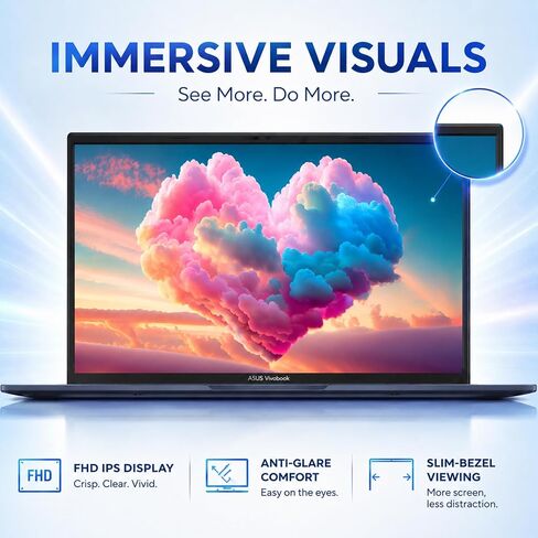 ASUS Vivobook 15 Business Laptop, 15.6" FHD Slim-Bezel IPS Display, Intel Core 3 100U 6-Core Processor (Beats i5-1235U), 16GB DDR5 RAM, 256GB SSD, Wi-Fi 6, HDMI, All-Day Battery Life, Windows 11 Home in Kuwait