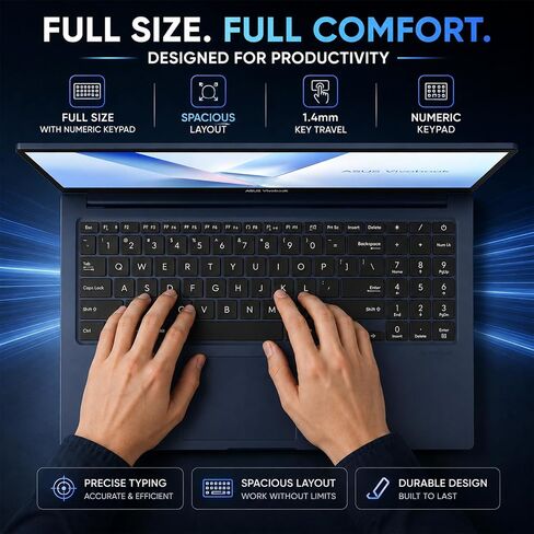 ASUS Vivobook 15 Business Laptop, 15.6" FHD Slim-Bezel IPS Display, Intel Core 3 100U 6-Core Processor (Beats i5-1235U), 16GB DDR5 RAM, 256GB SSD, Wi-Fi 6, HDMI, All-Day Battery Life, Windows 11 Home in Kuwait