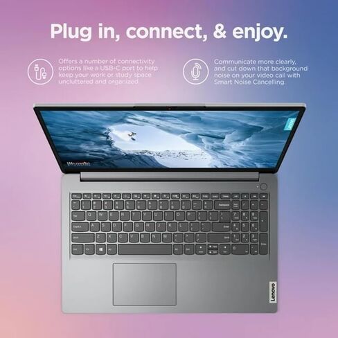 Lenovo 15.6 Inch Student Laptop | Intel Core i5-1235U, 10-Core CPU | 16GB RAM, 512GB SSD | WiFi 6 | Privacy Shutter | 720p Webcam | Anti-Glare | Intel Iris Xe Graphic | Windows 11 | Cloud Grey in Kuwait