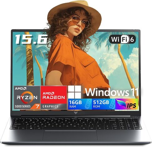2026 AMD Gaming Laptop with AMD Ryzen 7 5700U Processor(8C/16T, Up to 4.3GHz), 16GB RAM 512GB NVMe SSD Laptop, Radeon™ Graphics, 15.6" Display Laptop Computer, Backlit KB, WiFi 6, HDMI, Type-C in Kuwait