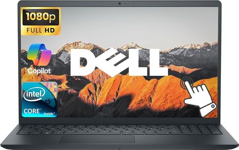 Dell Touchscreen 15.6" FHD Business Laptop Computer, Windows 11 Pro 16GB DDR5 RAM 256GB SSD, Intel Core i5-1334U (10-Core) Processor, Numeric Keypad, SD Card Reader, HDMI, Carbon Black in Kuwait