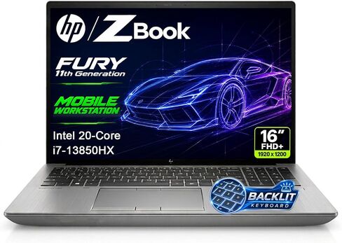 HP ZBook Fury 16 G11 | 16" WUXGA Professional Workstation Laptop | Intel Core i7-13850HX 20-Core(Up to 5.3GHz) | 32GB DDR5 | 1TB PCIe SSD | Backlit Keyboard | Thunderbolt 4 | RJ-45 | Windows 11 Pro in Kuwait