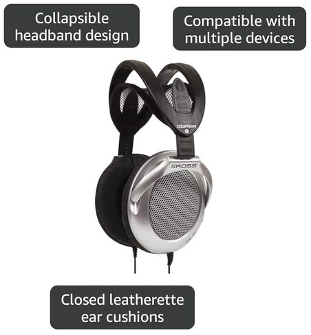 Koss UR40 Collapsible Over-Ear Headphones, Silver, Retro Style, Wired Plug in Saudi Arabia