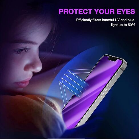 Anti Blue Light Privacy Matte Screen Protector for iPhone 13, Blue Light Blocking Eye Protection 9H Tempered Glass, Anti Glare Anti-Spy Smooth Shatterproof, 6.1 Inch Visit the Store in Kuwait