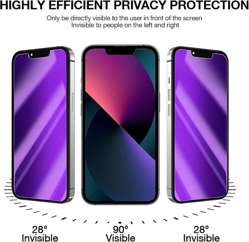 Anti Blue Light Privacy Matte Screen Protector for iPhone 13, Blue Light Blocking Eye Protection 9H Tempered Glass, Anti Glare Anti-Spy Smooth Shatterproof, 6.1 Inch Visit the Store in Kuwait