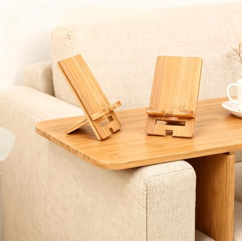 Natural Nan Bamboo Foldable Phone Stand, Detachable Adjustable Desktop Phone Holder, Lightweight Portable Cell Phone Tablet Stand for Home Office School Desk Organization in Kuwait