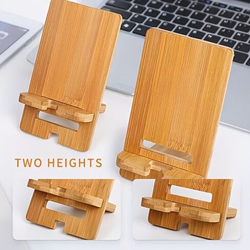 Natural Nan Bamboo Foldable Phone Stand, Detachable Adjustable Desktop Phone Holder, Lightweight Portable Cell Phone Tablet Stand for Home Office School Desk Organization in Kuwait
