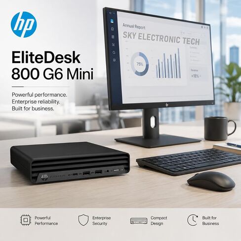 HP EliteDesk 800 G6 Desktop Mini PC, Intel Core i5-10500T, 8GB DDR4 RAM, 256GB SSD, Windows 11 Pro (Renewed) in Kuwait