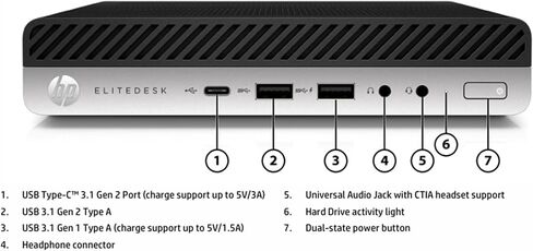 HP Micro PC EliteDesk 800 G4 Tiny Desktop, Intel Core i5-8500T, 16GB DDR4 RAM, 256GB SSD, RGB Keyboard and Mouse, Windows 11 Pro (Renewed) in Kuwait