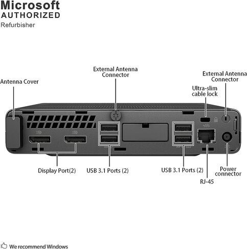 HP Micro PC EliteDesk 800 G4 Tiny Desktop, Intel Core i5-8500T, 16GB DDR4 RAM, 256GB SSD, RGB Keyboard and Mouse, Windows 11 Pro (Renewed) in Kuwait
