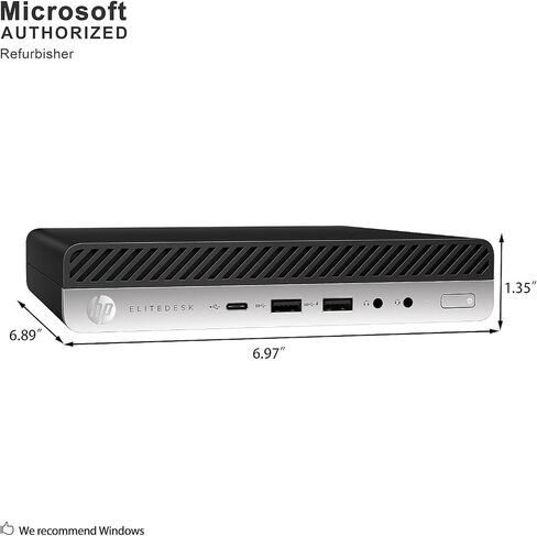 HP Micro PC EliteDesk 800 G4 Tiny Desktop, Intel Core i5-8500T, 16GB DDR4 RAM, 256GB SSD, RGB Keyboard and Mouse, Windows 11 Pro (Renewed) in Kuwait