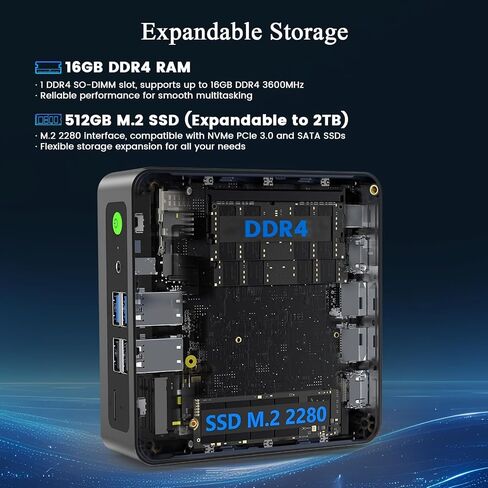 Mini PC Intel N150(Up to 3.6GHz) Mini Computers 16GB RAM 512GB PCIe M.2 SSD in Kuwait
