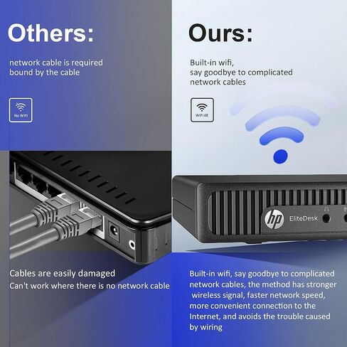 HP Mini PC EliteDesk 800 G2 Micro Desktop, Intel Core i7-6700T, 32GB DDR4 RAM, 256GB NVMe SSD, Built-in Intel AX200 WiFi 6 + Bluetooth, Wireless Keyboard and Mouse, Windows 11 Pro (Renewed) in Kuwait