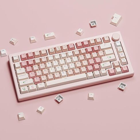 130 Keys PBT Keycaps Cherry Profile Custom Shine Through Key caps, Dye Sublimation Pink Cute Keycaps Set for 61/68/84/87/100/104/108 Mechanical Keyboards in Kuwait
