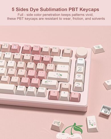 130 Keys PBT Keycaps Cherry Profile Custom Shine Through Key caps, Dye Sublimation Pink Cute Keycaps Set for 61/68/84/87/100/104/108 Mechanical Keyboards in Kuwait