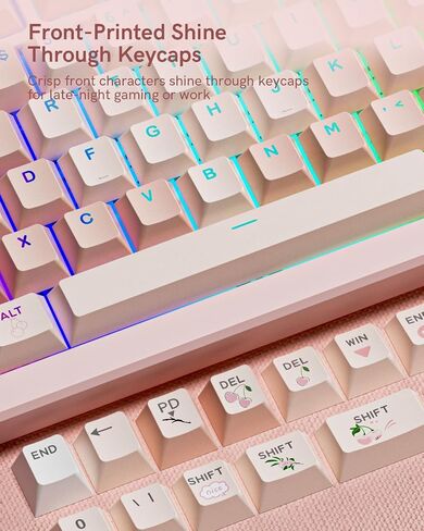 130 Keys PBT Keycaps Cherry Profile Custom Shine Through Key caps, Dye Sublimation Pink Cute Keycaps Set for 61/68/84/87/100/104/108 Mechanical Keyboards in Kuwait