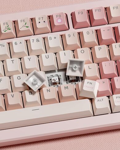 130 Keys PBT Keycaps Cherry Profile Custom Shine Through Key caps, Dye Sublimation Pink Cute Keycaps Set for 61/68/84/87/100/104/108 Mechanical Keyboards in Kuwait