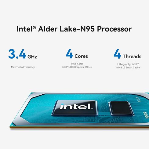 Mini Desktops PC 12th N95 Up to 3.4GHz 4C 4T 8GB DDR4 256GB M.2 SSD Mini Computers 4TB Expandable/Built-in Power Supply/Fast Heat Dissipation/WiFi 5/BT5.0/Dual HDMI 2.0 4K@60Hz/LAN Port in Kuwait