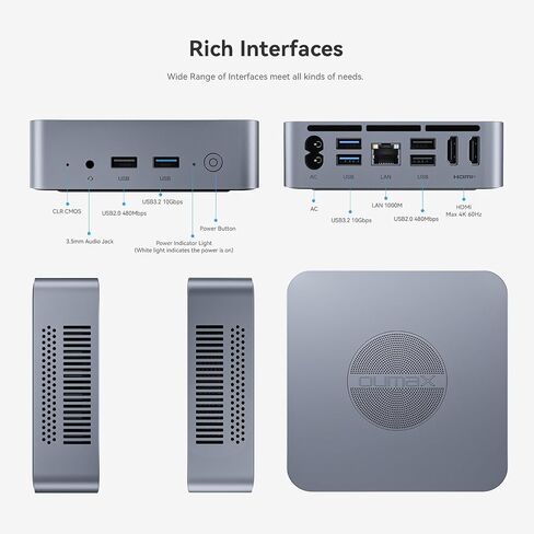 Mini Desktops PC 12th N95 Up to 3.4GHz 4C 4T 8GB DDR4 256GB M.2 SSD Mini Computers 4TB Expandable/Built-in Power Supply/Fast Heat Dissipation/WiFi 5/BT5.0/Dual HDMI 2.0 4K@60Hz/LAN Port in Kuwait