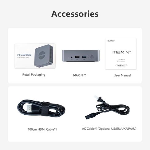 Mini Desktops PC 12th N95 Up to 3.4GHz 4C 4T 8GB DDR4 256GB M.2 SSD Mini Computers 4TB Expandable/Built-in Power Supply/Fast Heat Dissipation/WiFi 5/BT5.0/Dual HDMI 2.0 4K@60Hz/LAN Port in Kuwait