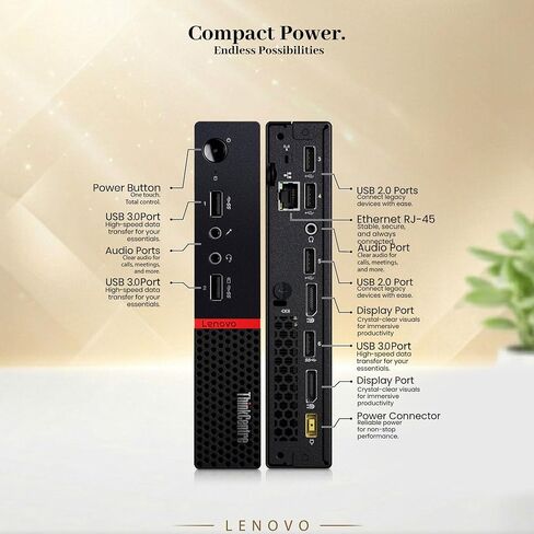 Lenovo ThinkCentre M715 Tiny Desktop — AMD Pro A10-9700E — 8GB DDR4 RAM — 128GB SSD — Wi-Fi — Keyboard & Mouse — Mini Computer — Windows 11 Pro (Renewed) in Kuwait