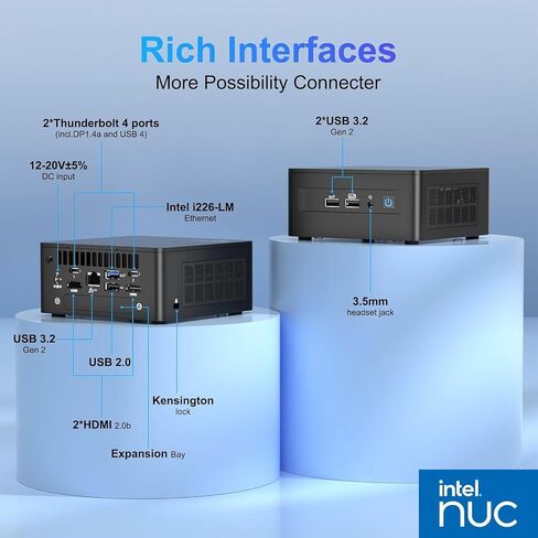 ASUS NUC 13 Pro Tall Business Mini Desktop Computer 13th Intel Core i5 (Up to 4.6GHz), 16GB RAM, 1TB SSD PCIe, HDMI 2.1, 2 Thunderbolt, Wi-Fi 6E, Bluetooth 5.3, Ultra-Quiet Design, Windows 11 Pro in Kuwait
