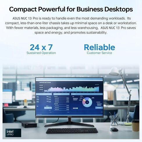 ASUS NUC 13 Pro Tall Business Mini Desktop Computer 13th Intel Core i5 (Up to 4.6GHz), 16GB RAM, 1TB SSD PCIe, HDMI 2.1, 2 Thunderbolt, Wi-Fi 6E, Bluetooth 5.3, Ultra-Quiet Design, Windows 11 Pro in Kuwait