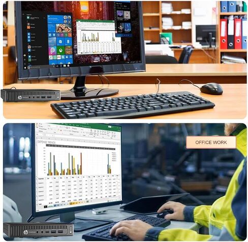 HP Mini PC EliteDesk 800 G2 Micro Desktop, Intel Core i3-6100, 32GB DDR4 RAM, 512GB SSD, Built-in Intel AX200 WiFi 6 + Bluetooth, Wireless Keyboard and Mouse, Windows 11 Pro (Renewed) in Kuwait