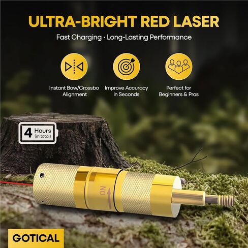 Gotical USB Rechargeable Archery Laser Sight Tool for Bow and Crossbow Thread-On Crossbow Laser Sighting Tool 223 Bore Sighter Shaped, Made of Brass in Kuwait