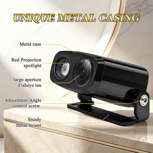 Backup Camera AHD 4k Night Vision with Projection Spotlight: 170 Degree Wide View Angle License Plate Rear Camera with IP68 Waterproof for Cars SUV and Pickup in Kuwait