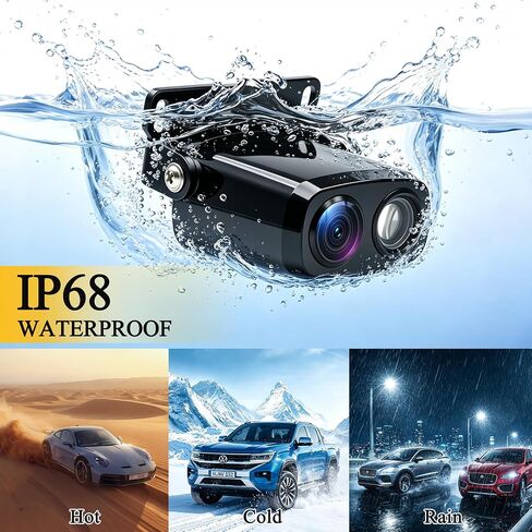 Backup Camera AHD 4k Night Vision with Projection Spotlight: 170 Degree Wide View Angle License Plate Rear Camera with IP68 Waterproof for Cars SUV and Pickup in Kuwait
