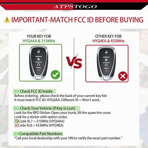 DIY Key Fob Replacement Kit Fits for Chevy Bolt Equinox Trax Sonic Volt 2017 2018 2019 2020 2021 Chevrolet Keyless Entry Remote Control Key FCC ID: HYQ4AA 315Mhz 4 Button in Kuwait