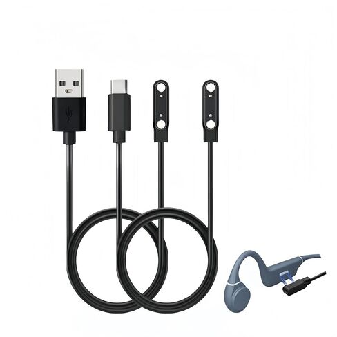 [2-Pack] Universal Charger Magnetic 2 Pin for Raycon Bone Conduction Headphones, 60cm USB-C Replacement Charging Cable Compatible All Charging Pitch 7.5 mm-8 mm 2-pin Smart Wearable Devices (USB-C) in Kuwait