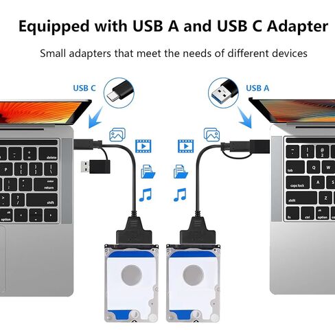 SATA to USB Cable, USB-C/USB-A 3.0 to SATA for 2.5 inch HDD/SSD Data Transfer Hard Drive Converter in Kuwait