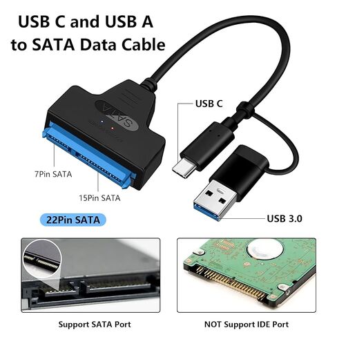 SATA to USB Cable, USB-C/USB-A 3.0 to SATA for 2.5 inch HDD/SSD Data Transfer Hard Drive Converter in Kuwait